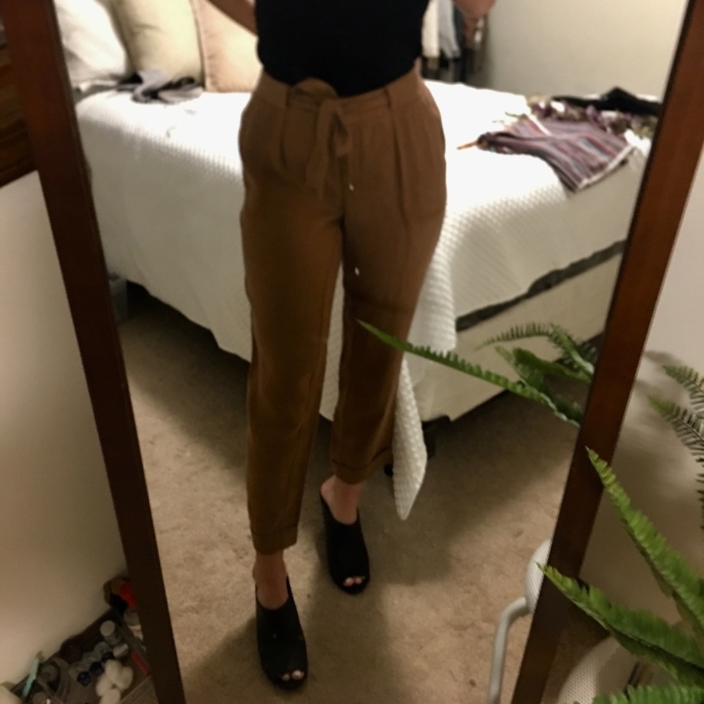 LOFT linen paper bag pants